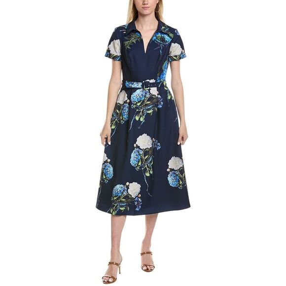 Rene Ruiz WomensCrepe Shirtdress Blue